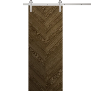 Modern Barn Door 18 x 80 inches | Ego 5005 Marble Oak | 6.6FT Silver Rail Track Heavy Hardware Set | Solid Panel Interior Doors
