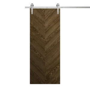 Modern Barn Door 36 x 80 inches | Ego 5005 Marble Oak | 6.6FT Silver Rail Track Heavy Hardware Set | Solid Panel Interior Doors