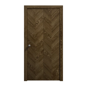 Sliding Closet Bi-fold Doors 60 x 80 inches | Ego 5005 Marble Oak | Sturdy Tracks Moldings Trims Hardware Set | Wood Solid Bedroom Wardrobe Doors