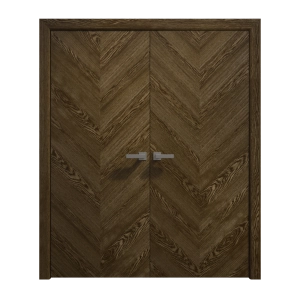 Interior Solid French Double Doors 64 x 80 inches | Ego 5005 Marble Oak | Wood Interior Solid Panel Frame | Closet Bedroom Modern Doors