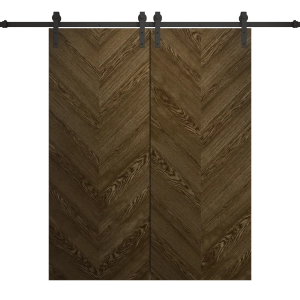 Modern Double Barn Door 36 x 84 inches | Ego 5005 Marble Oak | 13FT Rail Track Set | Solid Panel Interior Doors