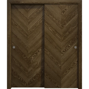 Sliding Closet Bypass Doors 36 x 80 inches | Ego 5005 Marble Oak | Rails Hardware Set | Wood Solid Bedroom Wardrobe Doors