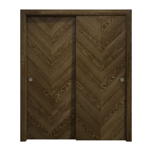Sliding Closet Bypass Doors 56 x 80 inches | Ego 5005 Marble Oak | Rails Hardware Set | Wood Solid Bedroom Wardrobe Doors