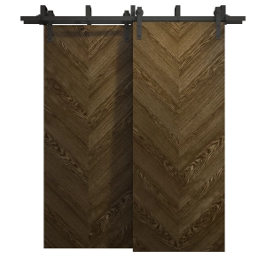 Sliding Closet Barn Bypass Doors 60 x 80 inches | Ego 5005 Marble Oak | Modern 6.6ft Rails Hardware Set | Wood Solid Bedroom Wardrobe Doors