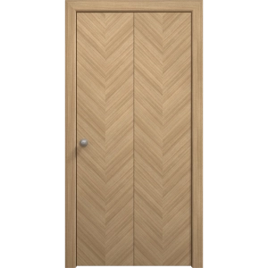 Sliding Closet Bi-fold Doors 36 x 80 inches | Ego 5005 Natural Oak | Sturdy Tracks Moldings Trims Hardware Set | Wood Solid Bedroom Wardrobe Doors