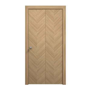 Sliding Closet Bi-fold Doors 60 x 80 inches | Ego 5005 Natural Oak | Sturdy Tracks Moldings Trims Hardware Set | Wood Solid Bedroom Wardrobe Doors