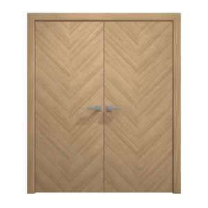 Interior Solid French Double Doors 48 x 80 inches | Ego 5005 Natural Oak | Wood Interior Solid Panel Frame | Closet Bedroom Modern Doors