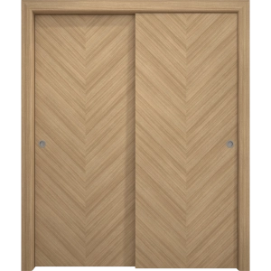 Sliding Closet Bypass Doors 36 x 80 inches | Ego 5005 Natural Oak | Rails Hardware Set | Wood Solid Bedroom Wardrobe Doors