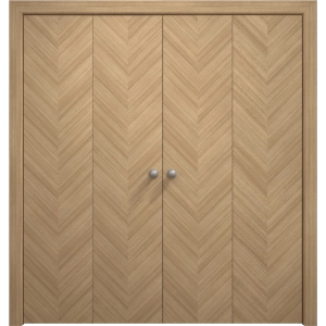 Sliding Closet Double Bi-fold Doors 72 x 80 inches | Ego 5005 Natural Oak | Sturdy Tracks Moldings Trims Hardware Set | Wood Solid Bedroom Wardrobe Doors