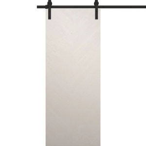 Modern Barn Door 18 x 80 inches | Ego 5005 Painted White Oak | 6.6FT Rail Track Heavy Hardware Set | Solid Panel Interior Doors