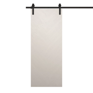 Modern Barn Door 30 x 84 inches | Ego 5005 Painted White Oak | 6.6FT Rail Track Heavy Hardware Set | Solid Panel Interior Doors