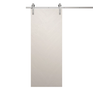 Modern Barn Door 36 x 80 inches | Ego 5005 Painted White Oak | 6.6FT Silver Rail Track Heavy Hardware Set | Solid Panel Interior Doors