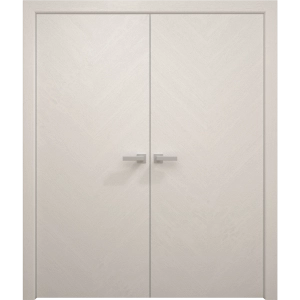 Interior Solid French Double Doors 36 x 80 inches | Ego 5005 Painted White Oak | Wood Interior Solid Panel Frame | Closet Bedroom Modern Doors