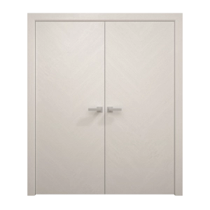 Interior Solid French Double Doors 60 x 84 inches | Ego 5005 Painted White Oak | Wood Interior Solid Panel Frame | Closet Bedroom Modern Doors