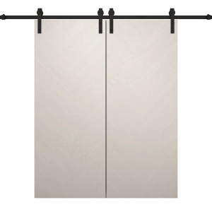 Modern Double Barn Door 84 x 96 inches | Ego 5005 Painted White Oak | 14FT Rail Track Set | Solid Panel Interior Doors