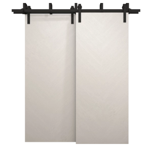 Sliding Closet Barn Bypass Doors 36 x 96 inches | Ego 5005 Painted White Oak | Modern 6.6ft Rails Hardware Set | Wood Solid Bedroom Wardrobe Doors