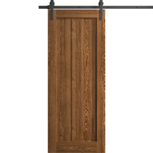 Modern Barn Door 18 x 80 inches | Ego 5006 Cognac Oak Veneer | 6.6FT Rail Track Heavy Hardware Set | Solid Panel Interior Doors