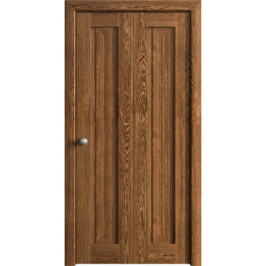 Sliding Closet Bi-fold Doors 36 x 80 inches | Ego 5006 Cognac Oak Veneer | Sturdy Tracks Moldings Trims Hardware Set | Wood Solid Bedroom Wardrobe Doors