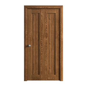 Sliding Closet Bi-fold Doors 72 x 84 inches | Ego 5006 Cognac Oak Veneer | Sturdy Tracks Moldings Trims Hardware Set | Wood Solid Bedroom Wardrobe Doors