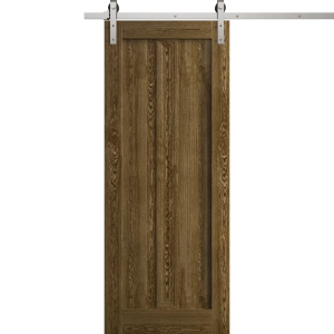 Modern Barn Door 18 x 80 inches | Ego 5006 Marble Oak | 6.6FT Silver Rail Track Heavy Hardware Set | Solid Panel Interior Doors