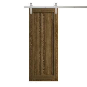 Modern Barn Door 24 x 84 inches | Ego 5006 Marble Oak | 6.6FT Silver Rail Track Heavy Hardware Set | Solid Panel Interior Doors
