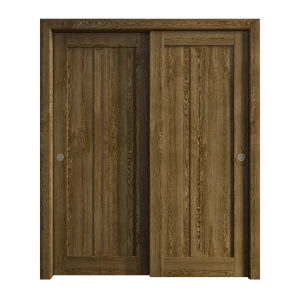 Sliding Closet Bypass Doors 72 x 84 inches | Ego 5006 Marble Oak | Rails Hardware Set | Wood Solid Bedroom Wardrobe Doors