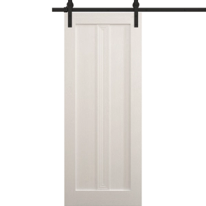 Modern Barn Door 18 x 80 inches | Ego 5006 Painted White Oak | 6.6FT Rail Track Heavy Hardware Set | Solid Panel Interior Doors