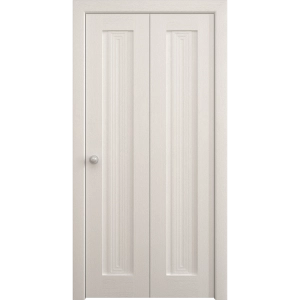 Sliding Closet Bi-fold Doors 36 x 80 inches | Ego 5006 Painted White Oak | Sturdy Tracks Moldings Trims Hardware Set | Wood Solid Bedroom Wardrobe Doors