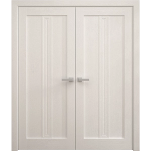 Interior Solid French Double Doors 36 x 80 inches | Ego 5006 Painted White Oak | Wood Interior Solid Panel Frame | Closet Bedroom Modern Doors