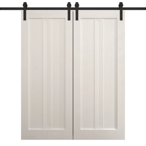 Modern Double Barn Door 36 x 80 inches | Ego 5006 Painted White Oak | 13FT Rail Track Set | Solid Panel Interior Doors