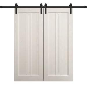 Modern Double Barn Door 72 x 84 inches | Ego 5006 Painted White Oak | 13FT Rail Track Set | Solid Panel Interior Doors
