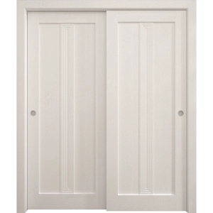 Sliding Closet Bypass Doors 36 x 80 inches | Ego 5006 Painted White Oak | Rails Hardware Set | Wood Solid Bedroom Wardrobe Doors