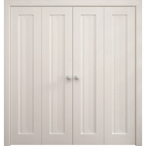 Sliding Closet Double Bi-fold Doors 72 x 80 inches | Ego 5006 Painted White Oak | Sturdy Tracks Moldings Trims Hardware Set | Wood Solid Bedroom Wardrobe Doors