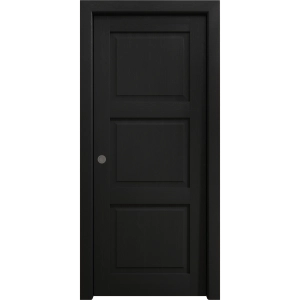 Sliding Pocket Door 18 x 84 inches | Ego 5010 Painted Black Oak | Kit Rail Hardware | Solid Wood Interior Bedroom Modern Doors