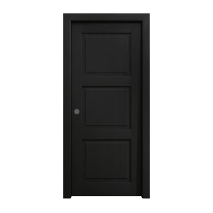 Sliding Pocket Door 24 x 80 inches | Ego 5010 Painted Black Oak | Kit Rail Hardware | Solid Wood Interior Bedroom Modern Doors