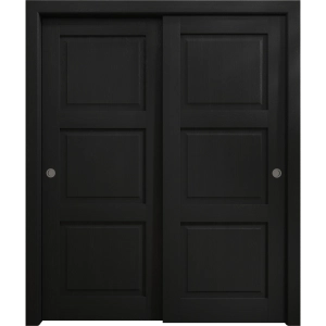 Sliding Closet Bypass Doors 36 x 80 inches | Ego 5010 Painted Black Oak | Rails Hardware Set | Wood Solid Bedroom Wardrobe Doors