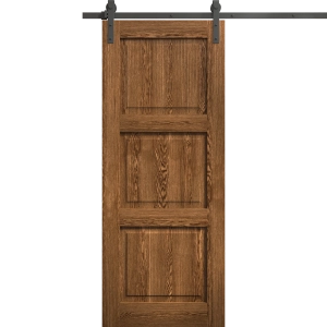 Modern Barn Door 18 x 80 inches | Ego 5010 Cognac Oak Veneer | 6.6FT Rail Track Heavy Hardware Set | Solid Panel Interior Doors