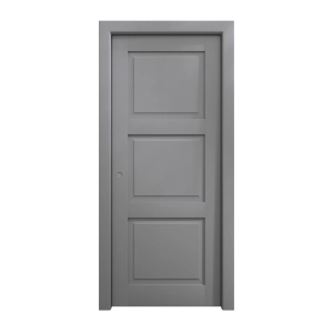 Sliding Pocket Door 24 x 80 inches | Ego 5010 Painted Grey Oak | Kit Rail Hardware | Solid Wood Interior Bedroom Modern Doors