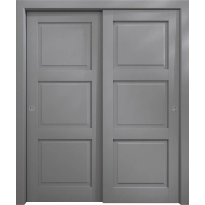 Sliding Closet Bypass Doors 36 x 80 inches | Ego 5010 Painted Grey Oak | Rails Hardware Set | Wood Solid Bedroom Wardrobe Doors