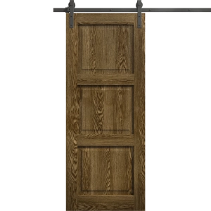 Modern Barn Door 18 x 80 inches | Ego 5010 Marble Oak | 6.6FT Rail Track Heavy Hardware Set | Solid Panel Interior Doors