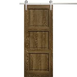 Modern Barn Door 18 x 80 inches | Ego 5010 Marble Oak | 6.6FT Silver Rail Track Heavy Hardware Set | Solid Panel Interior Doors