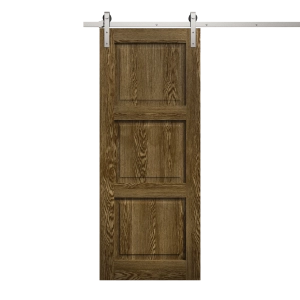 Modern Barn Door 42 x 96 inches | Ego 5010 Marble Oak | 8FT Silver Rail Track Heavy Hardware Set | Solid Panel Interior Doors