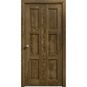 Sliding Closet Bi-fold Doors 36 x 80 inches | Ego 5010 Marble Oak | Sturdy Tracks Moldings Trims Hardware Set | Wood Solid Bedroom Wardrobe Doors
