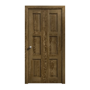 Sliding Closet Bi-fold Doors 48 x 96 inches | Ego 5010 Marble Oak | Sturdy Tracks Moldings Trims Hardware Set | Wood Solid Bedroom Wardrobe Doors