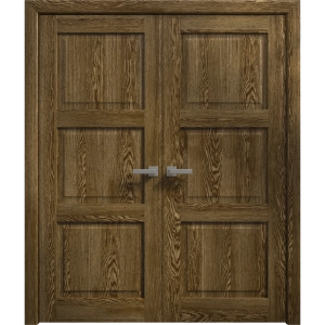 Interior Solid French Double Doors 36 x 80 inches | Ego 5010 Marble Oak | Wood Interior Solid Panel Frame | Closet Bedroom Modern Doors