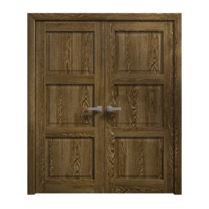 Interior Solid French Double Doors 48 x 96 inches | Ego 5010 Marble Oak | Wood Interior Solid Panel Frame | Closet Bedroom Modern Doors
