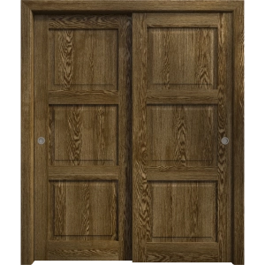 Sliding Closet Bypass Doors 36 x 80 inches | Ego 5010 Marble Oak | Rails Hardware Set | Wood Solid Bedroom Wardrobe Doors