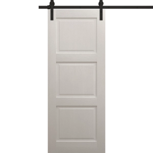 Modern Barn Door 18 x 80 inches | Ego 5010 Painted White Oak | 6.6FT Rail Track Heavy Hardware Set | Solid Panel Interior Doors