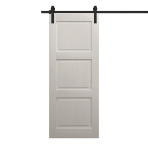 Modern Barn Door 18 x 84 inches | Ego 5010 Painted White Oak | 6.6FT Rail Track Heavy Hardware Set | Solid Panel Interior Doors