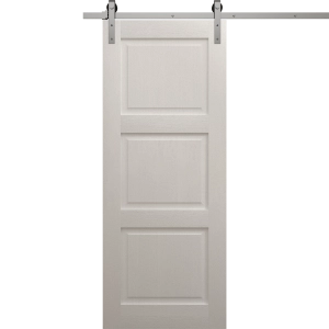 Modern Barn Door 18 x 80 inches | Ego 5010 Painted White Oak | 6.6FT Silver Rail Track Heavy Hardware Set | Solid Panel Interior Doors